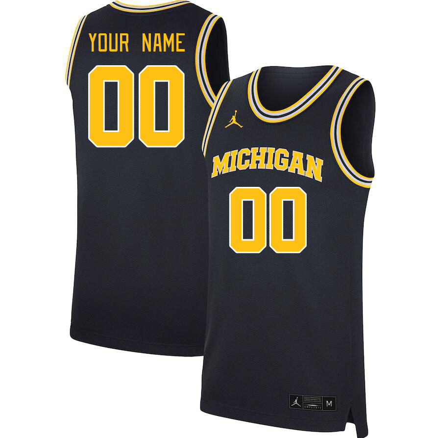 Custom Michigan Wolverines Name And Number College Basketball Jerseys Stitched-Navy